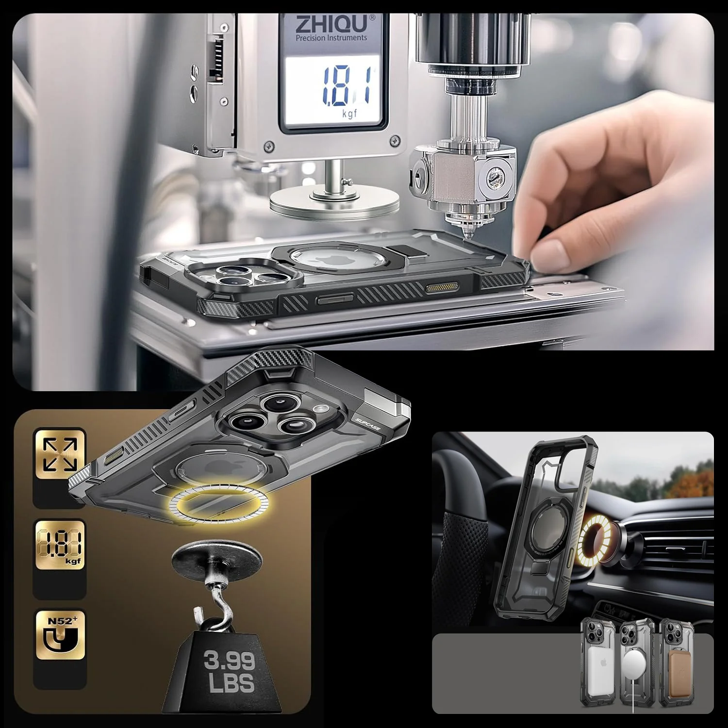 Handyhülle für iPhone 16 Pro, Supcase UB Grip Mag mit MagSafe (CC), Grau-Transparent - Image 12