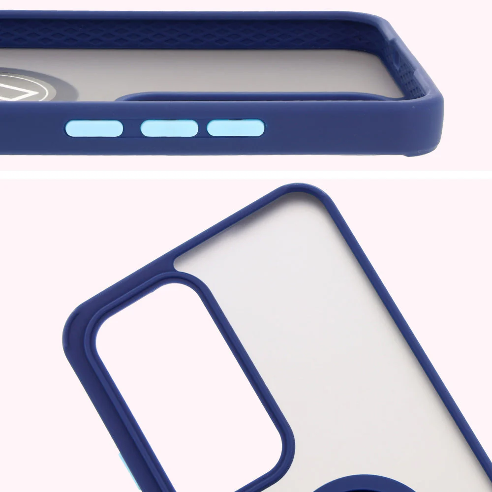 Handyhülle mit Fingergriff für Oppo Reno 12 Pro, Bizon Case Hybrid Ring, getönt mit dunkelblauem Rahmen - Image 3