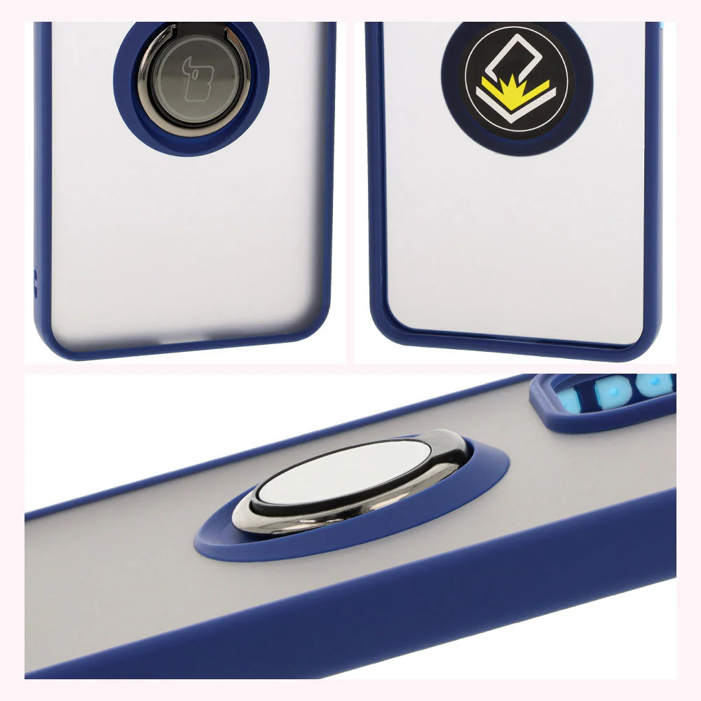 Handyhülle mit Fingergriff für Oppo Reno 12 Pro, Bizon Case Hybrid Ring, getönt mit dunkelblauem Rahmen - Image 4