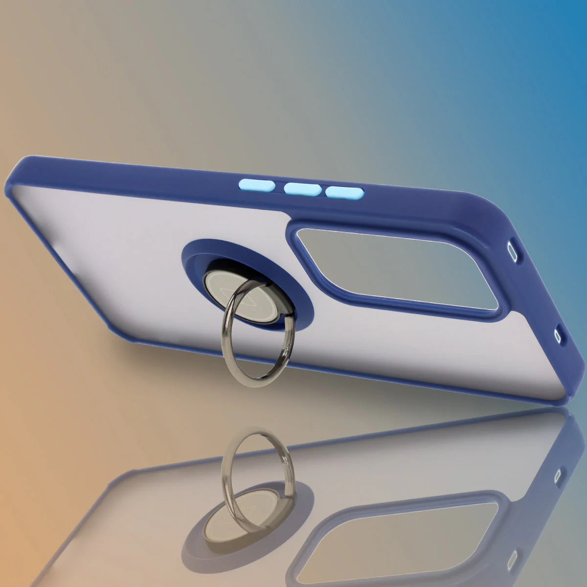 Handyhülle mit Fingergriff für Oppo Reno 12 Pro, Bizon Case Hybrid Ring, getönt mit dunkelblauem Rahmen - Image 6