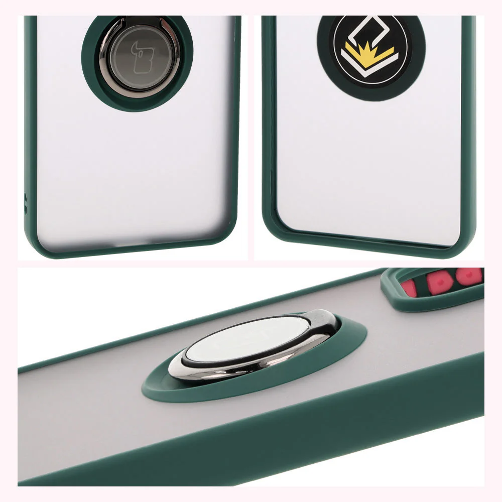 Handyhülle mit Fingergriff für Oppo Reno 12 Pro, Bizon Case Hybrid Ring, getönt mit dunkelgrünem Rahmen - Image 4