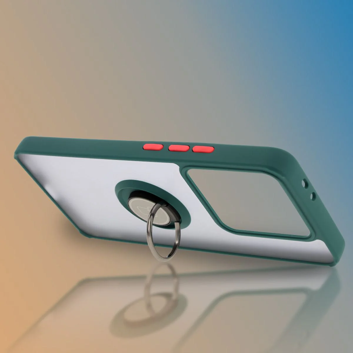 Handyhülle mit Fingergriff für Xiaomi 14T Pro, Bizon Case Hybrid Ring, getönt mit dunkelgrünem Rahmen - Image 6