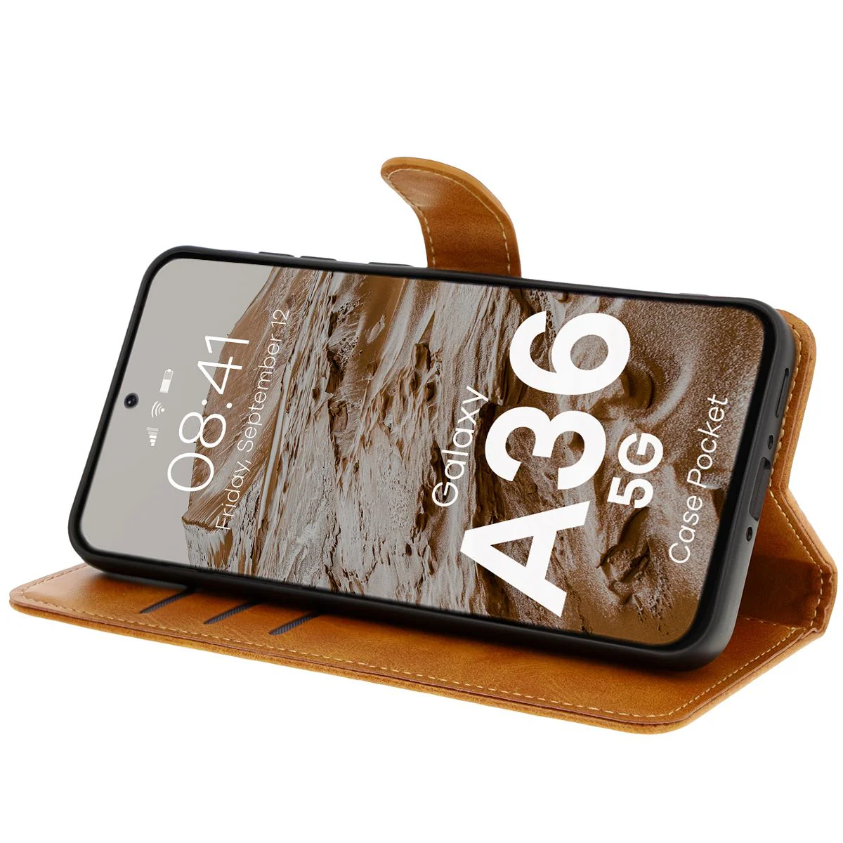 Handyhülle mit Klappe für Galaxy A36 5G, Bizon Case Pocket, Braun - Image 5