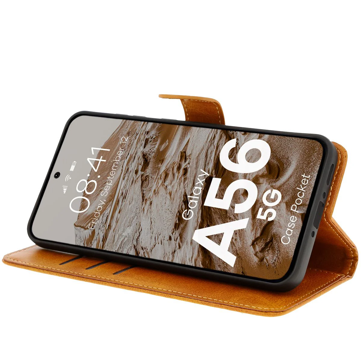 Handyhülle mit Klappe für Galaxy A56 5G, Bizon Case Pocket, Braun - Image 5