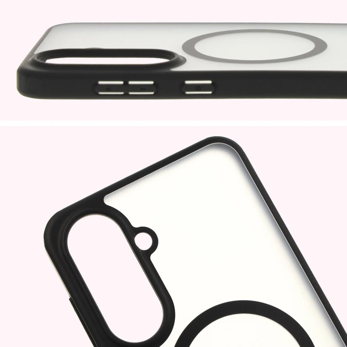 Handyhülle mit Magnetring für Galaxy A56 5G, Bizon Case MatteO, Semitransparent mit schwarzem Rand - Image 4