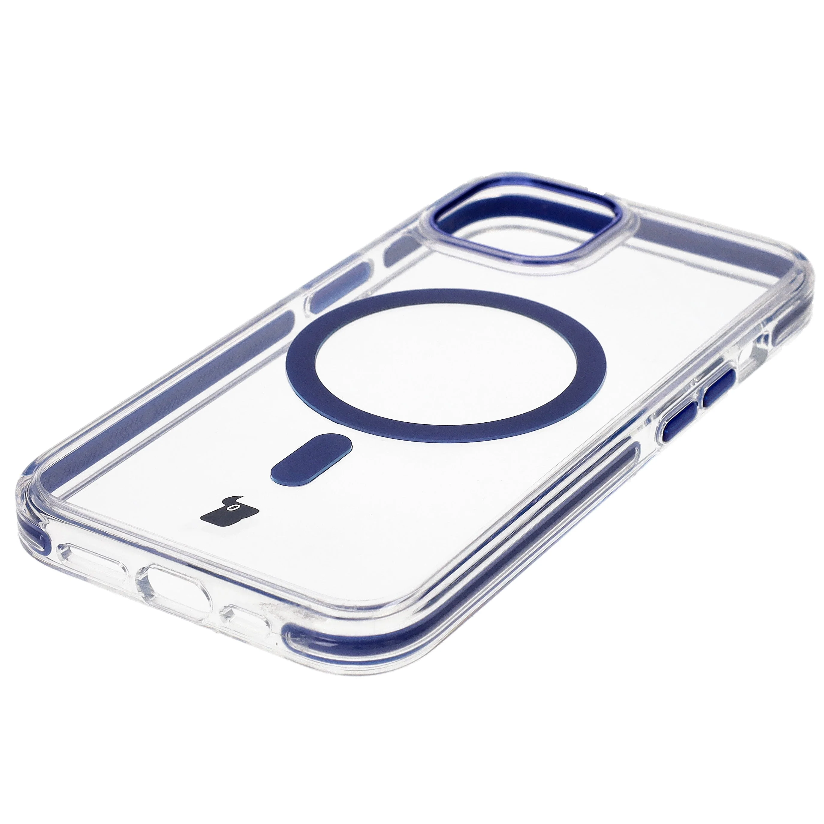 Handyhülle mit Magnetring für iPhone 14/13, Bizon Case Marco, Transparent mit blauem Rahmen - Image 6