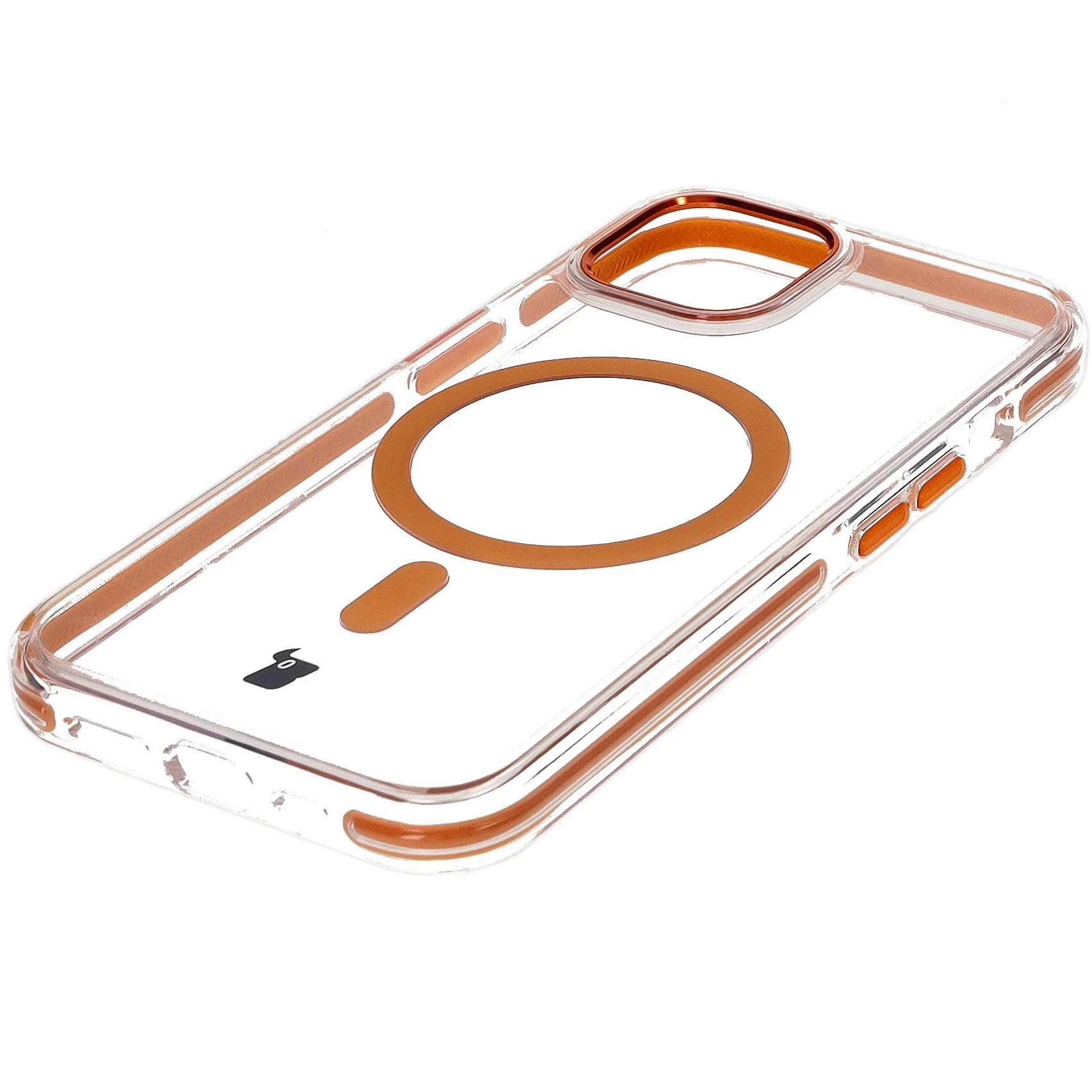 Handyhülle mit Magnetring für iPhone 14/13, Bizon Case Marco, Transparent mit orangem Rahmen - Image 6