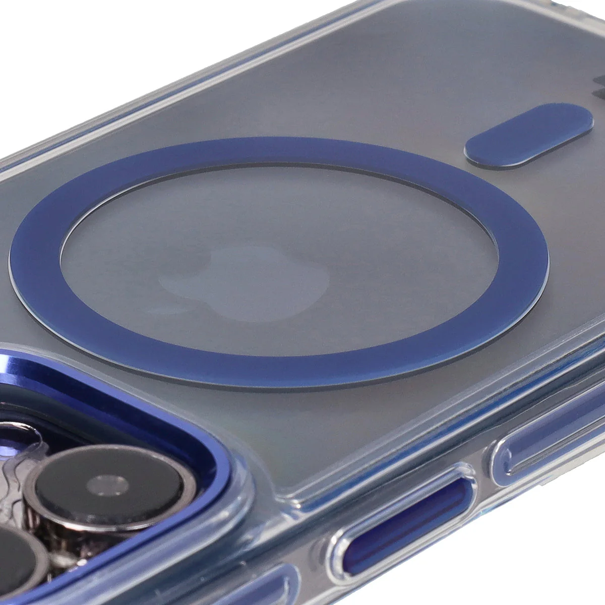 Handyhülle mit Magnetring für iPhone 15 Pro, Bizon Case Marco, Transparent mit blauem Rahmen - Image 3