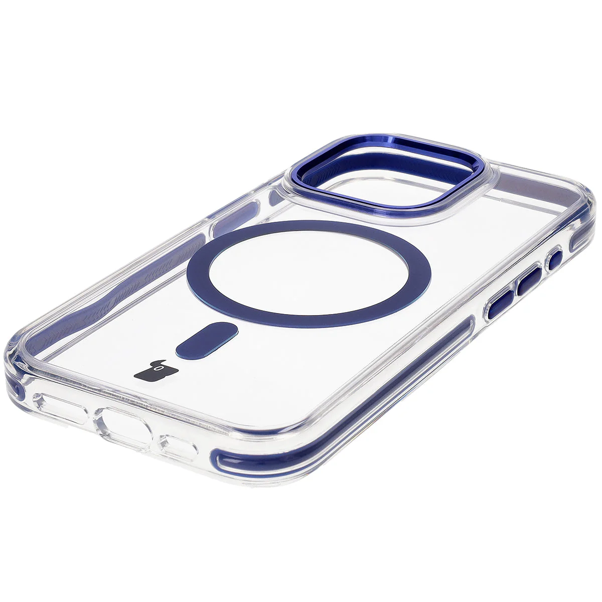 Handyhülle mit Magnetring für iPhone 15 Pro, Bizon Case Marco, Transparent mit blauem Rahmen - Image 5