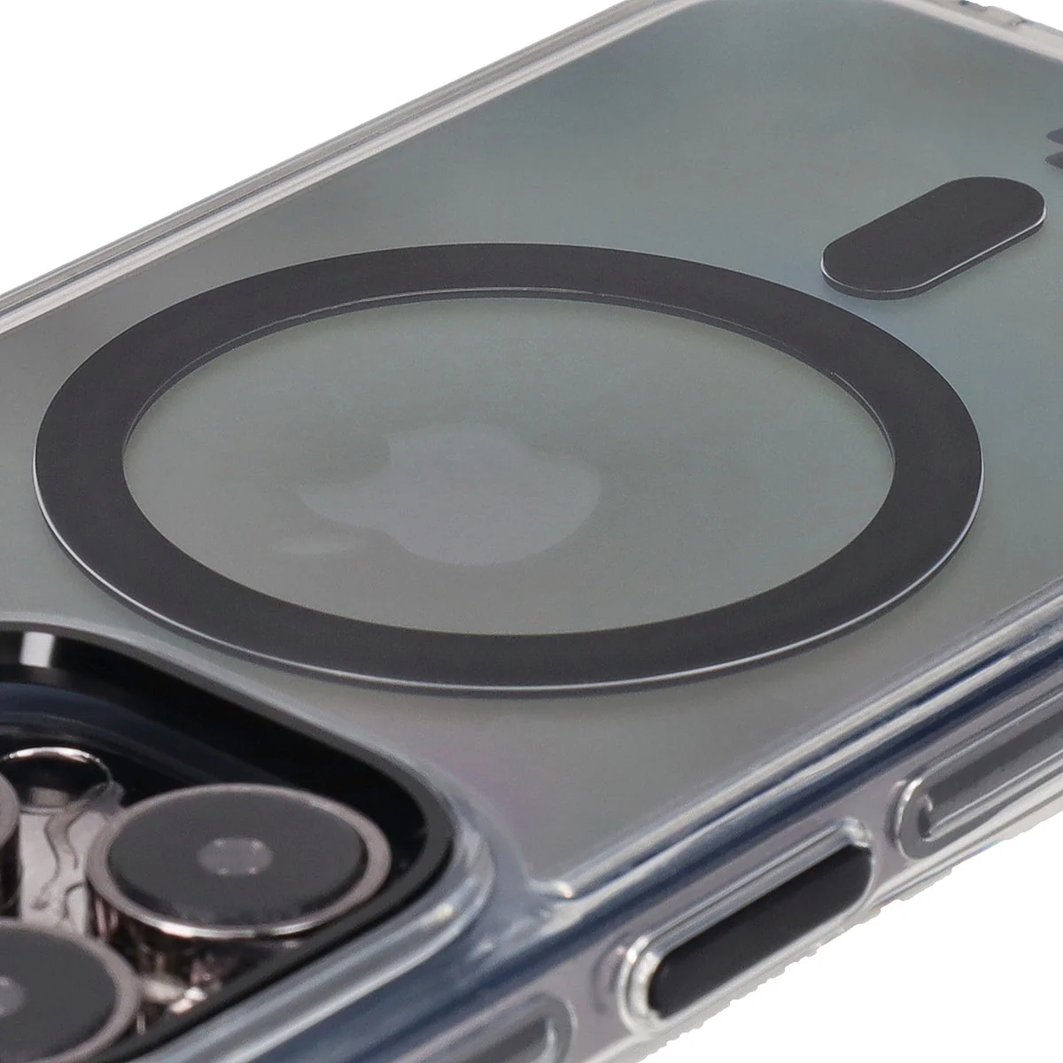 Handyhülle mit Magnetring für iPhone 15 Pro, Bizon Case Marco, Transparent mit schwarzem Rahmen - Image 3