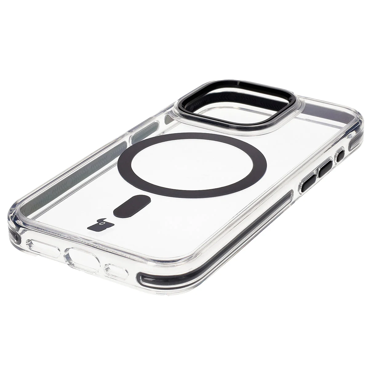 Handyhülle mit Magnetring für iPhone 15 Pro, Bizon Case Marco, Transparent mit schwarzem Rahmen - Image 6