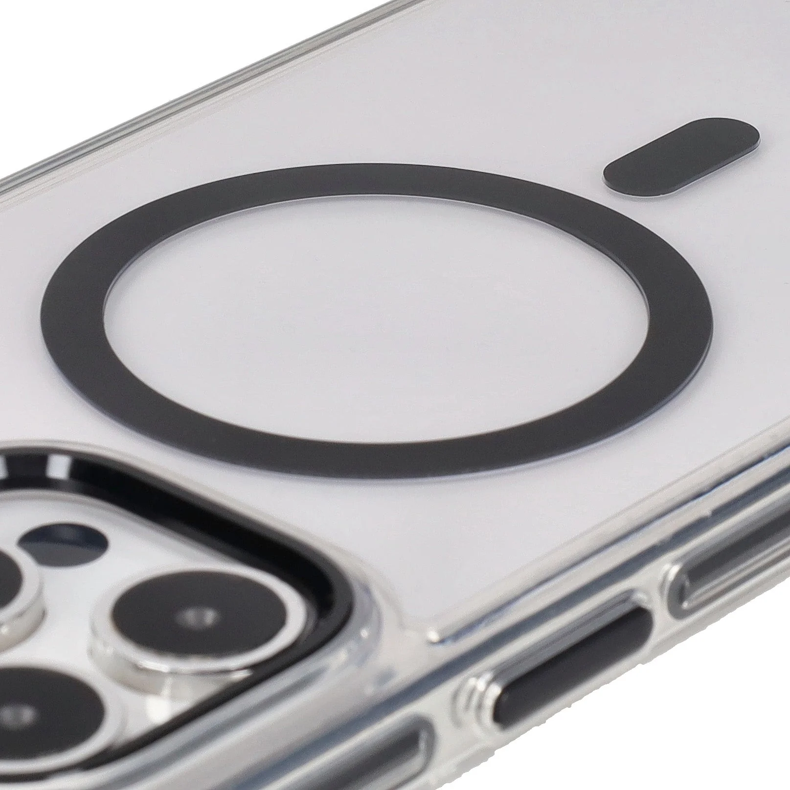 Handyhülle mit Magnetring für iPhone 15 Pro Max, Bizon Case Marco, Transparent mit schwarzem Rahmen - Image 3