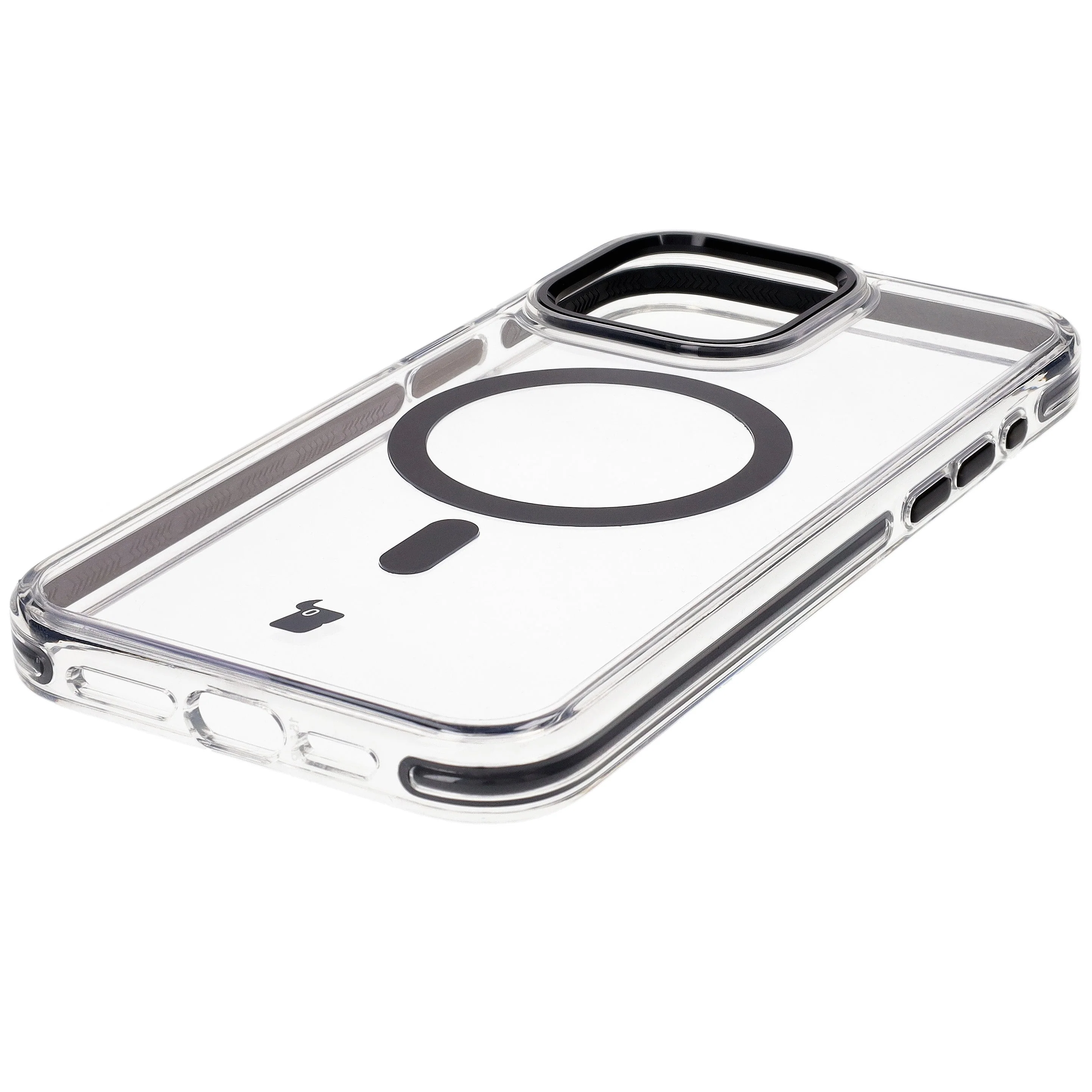 Handyhülle mit Magnetring für iPhone 15 Pro Max, Bizon Case Marco, Transparent mit schwarzem Rahmen - Image 6