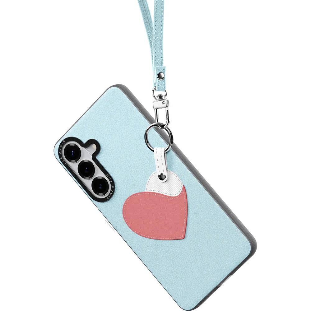 Handyhülle mit Trageband für Galaxy S26, Dux Ducis Luvy, Blau mit Rosa Herz - Image 3