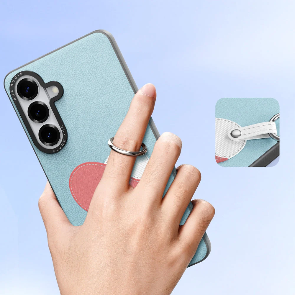 Handyhülle mit Trageband für Galaxy S26, Dux Ducis Luvy, Blau mit Rosa Herz - Image 4