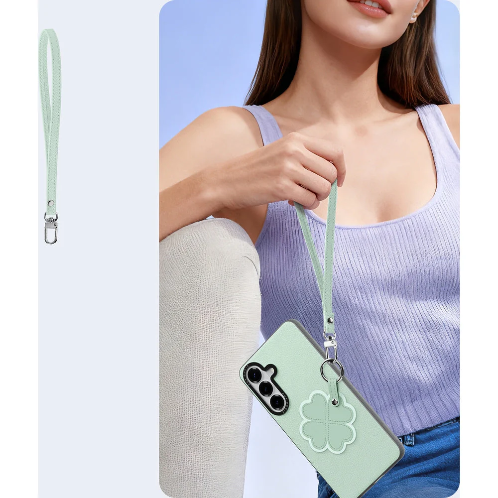 Handyhülle mit Trageband für Galaxy S26, Dux Ducis Luvy, Grün mit Klee - Image 5