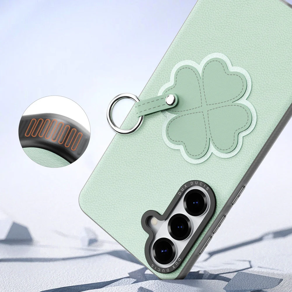 Handyhülle mit Trageband für Galaxy S26, Dux Ducis Luvy, Grün mit Klee - Image 7