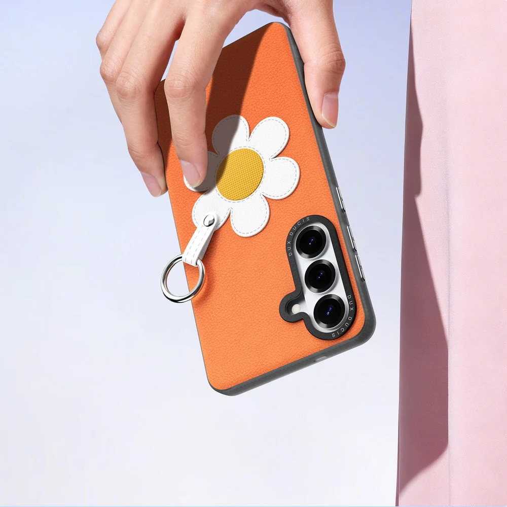 Handyhülle mit Trageband für Galaxy S26, Dux Ducis Luvy, Orange mit Gänseblümchen - Image 8