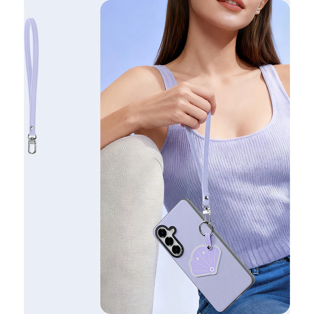 Handyhülle mit Trageband für Galaxy S26, Dux Ducis Luvy, Violett mit Muschel - Image 5