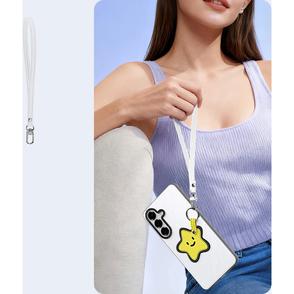 Handyhülle mit Trageband für Galaxy S26, Dux Ducis Luvy, Weiß mit gelbem Stern - Image 5