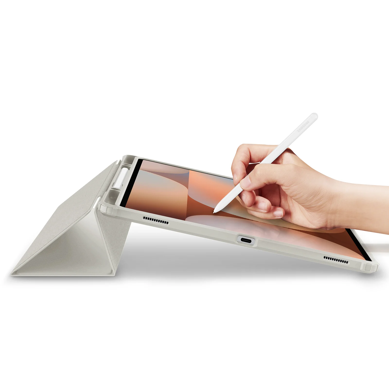 Hülle für Galaxy Tab S10 Ultra / S9 Ultra / S8 Ultra, Spigen Ultra Hybrid Pro, Grau-Transparent - Image 10