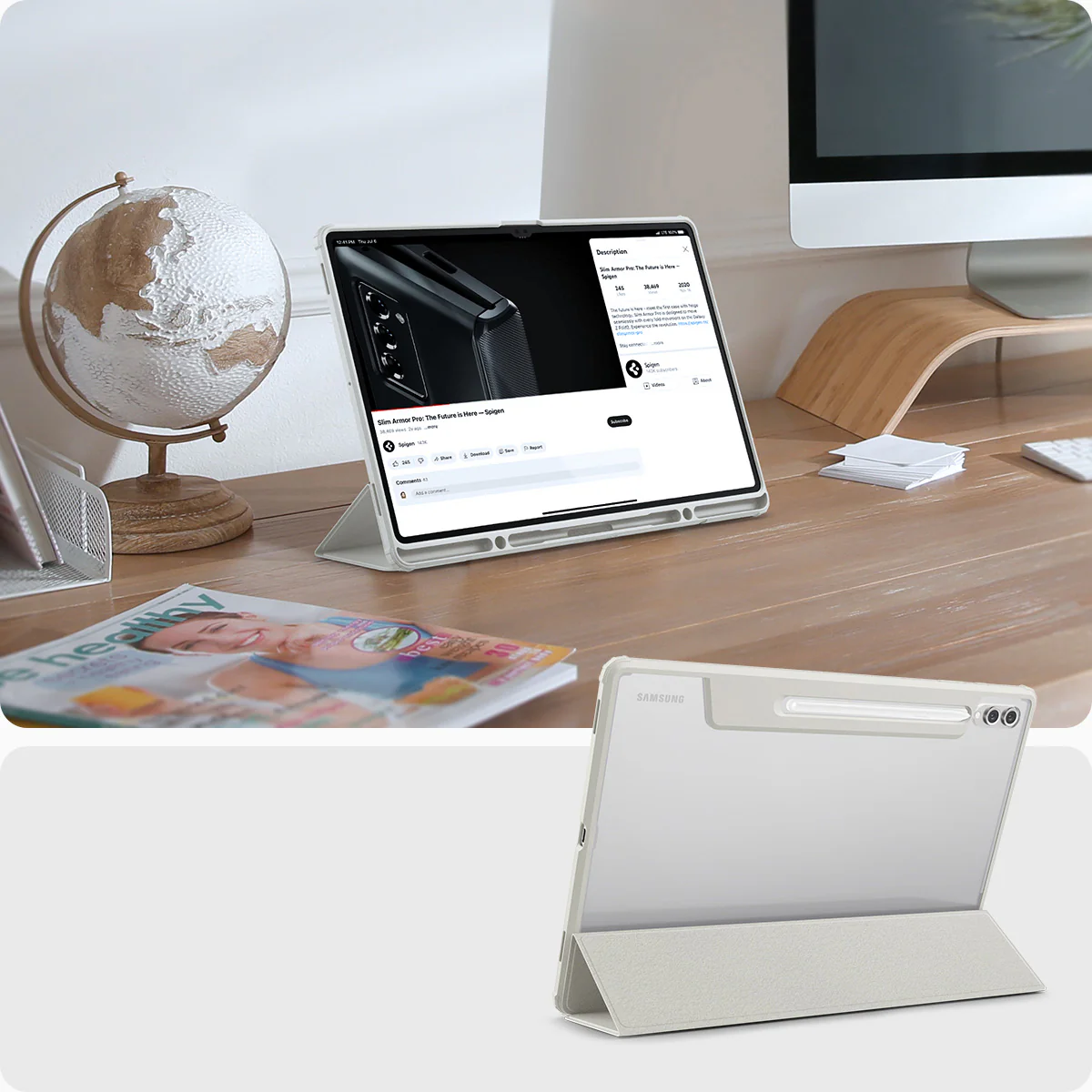 Hülle für Galaxy Tab S10 Ultra / S9 Ultra / S8 Ultra, Spigen Ultra Hybrid Pro, Grau-Transparent - Image 11