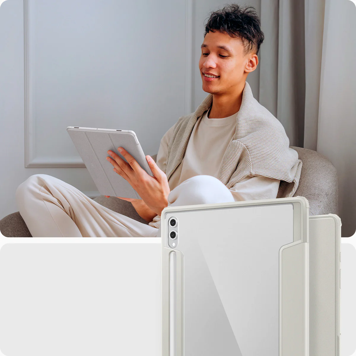 Hülle für Galaxy Tab S10 Ultra / S9 Ultra / S8 Ultra, Spigen Ultra Hybrid Pro, Grau-Transparent - Image 12