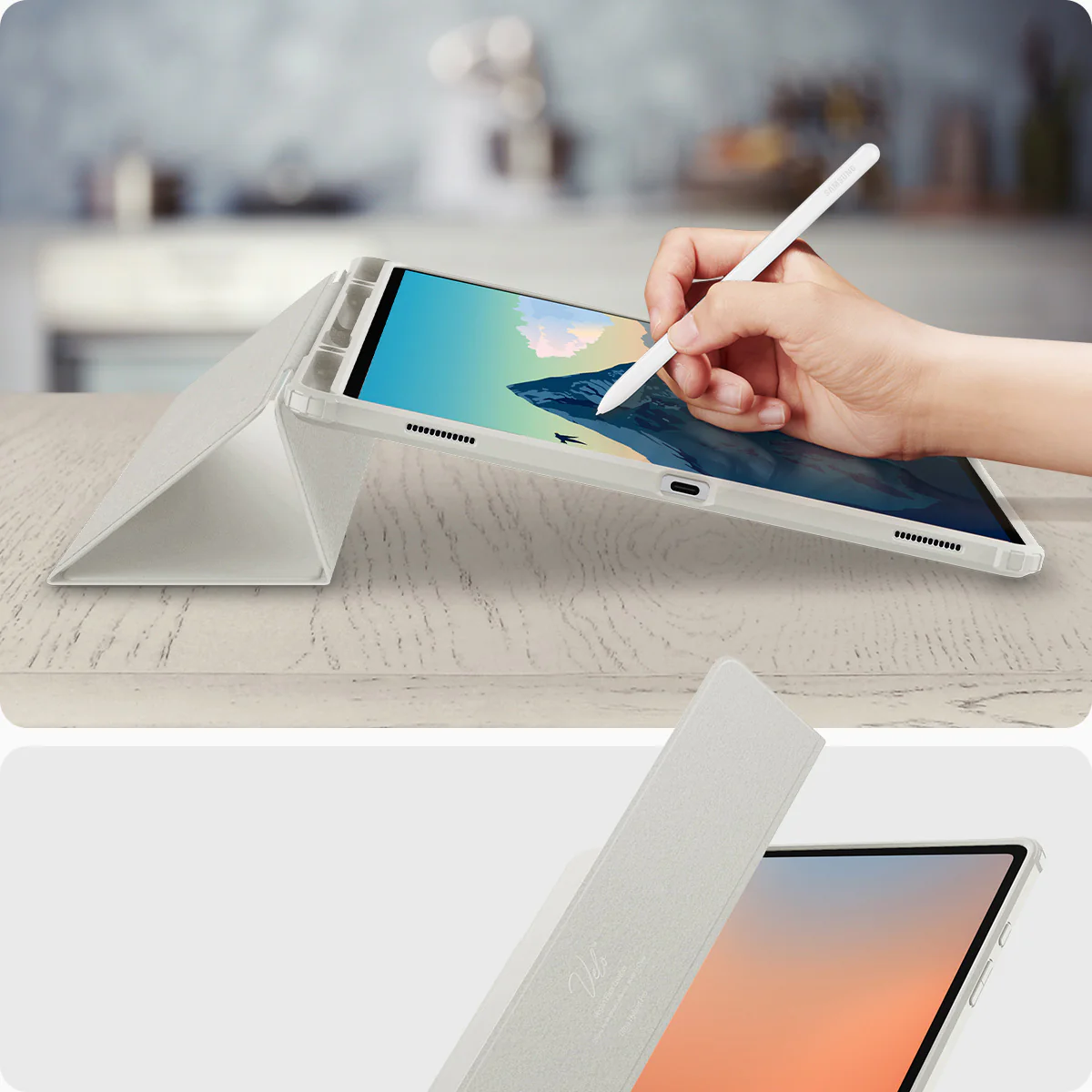 Hülle für Galaxy Tab S10 Ultra / S9 Ultra / S8 Ultra, Spigen Ultra Hybrid Pro, Grau-Transparent - Image 14