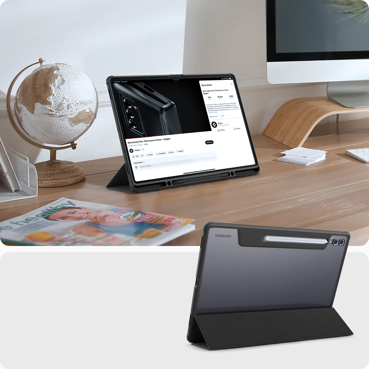 Hülle für Galaxy Tab S10 Ultra / S9 Ultra / S8 Ultra, Spigen Ultra Hybrid Pro, Schwarz-Transparent - Image 11