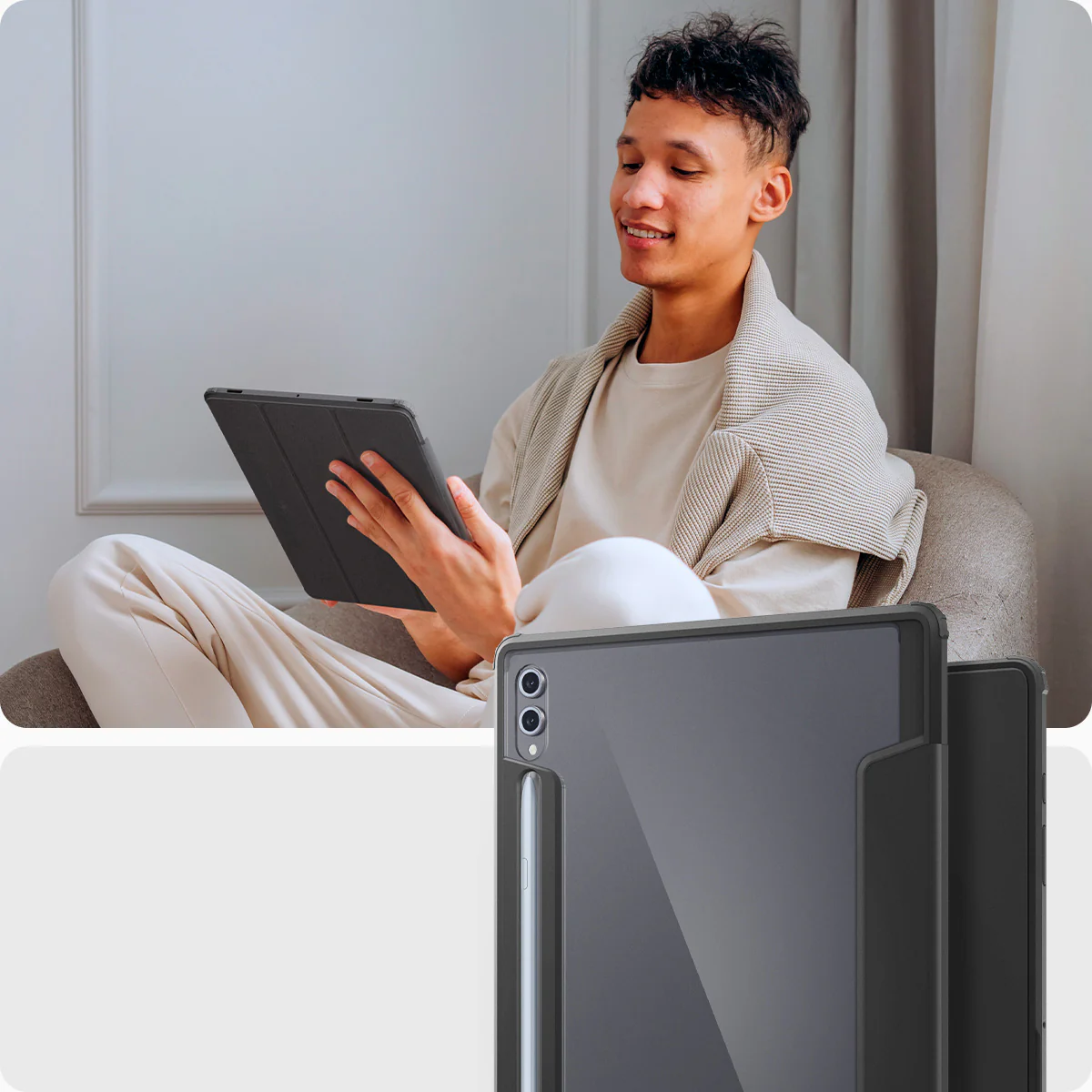 Hülle für Galaxy Tab S10 Ultra / S9 Ultra / S8 Ultra, Spigen Ultra Hybrid Pro, Schwarz-Transparent - Image 12