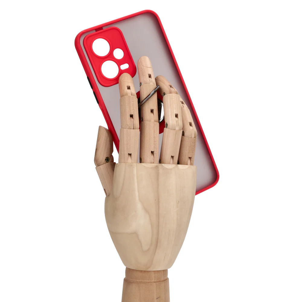 Handyhülle mit Fingergriff für Xiaomi Poco X5 / Redmi Note 12 5G, Bizon Case Hybrid Ring, getönt mit rotem Rahmen - Image 8