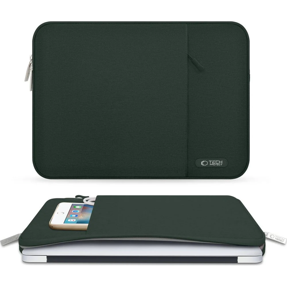 Schutzhülle für 15" / 16" Laptop, Tech-Protect Sleevy, Dunkelgrün - Image 6