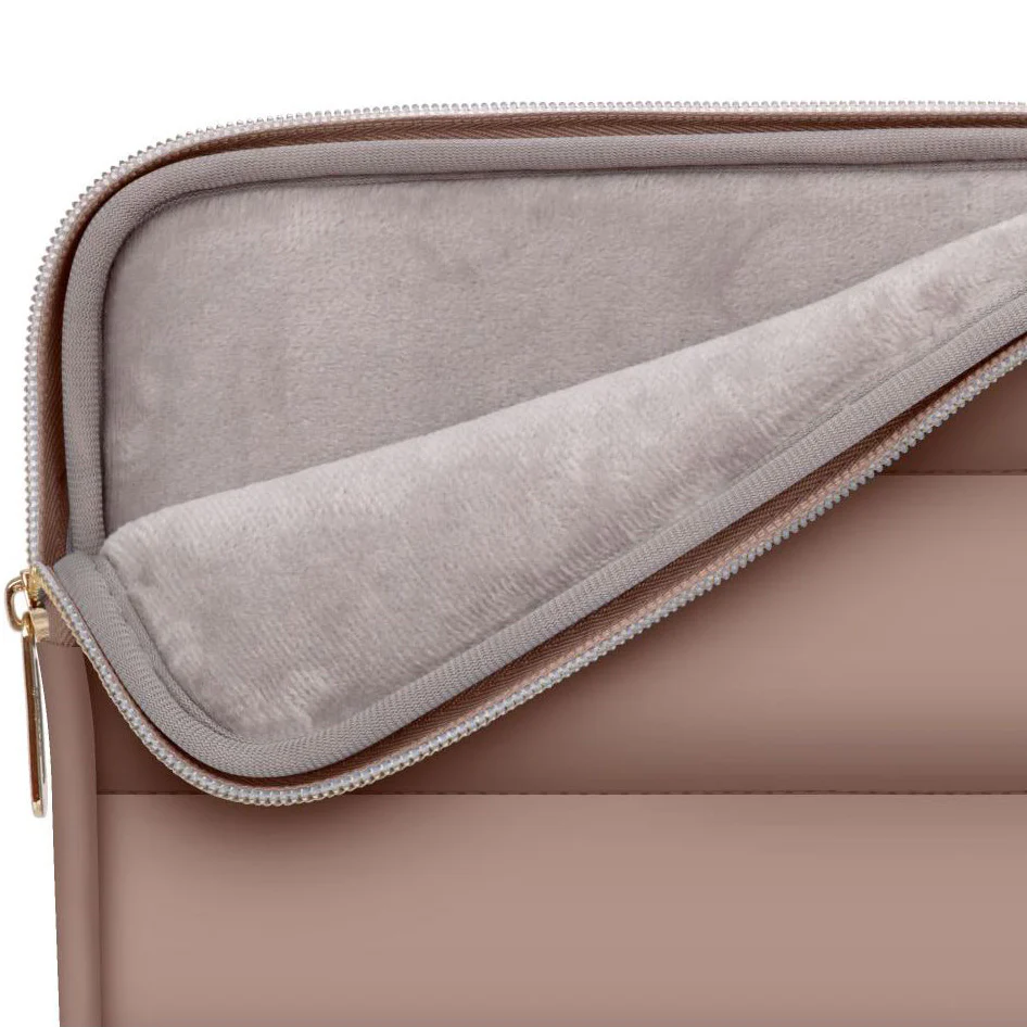 Schutzhülle für Laptop 13" - 14" + kleine Zubehörtasche, Tech-Protect Puffy, Braun - Image 4