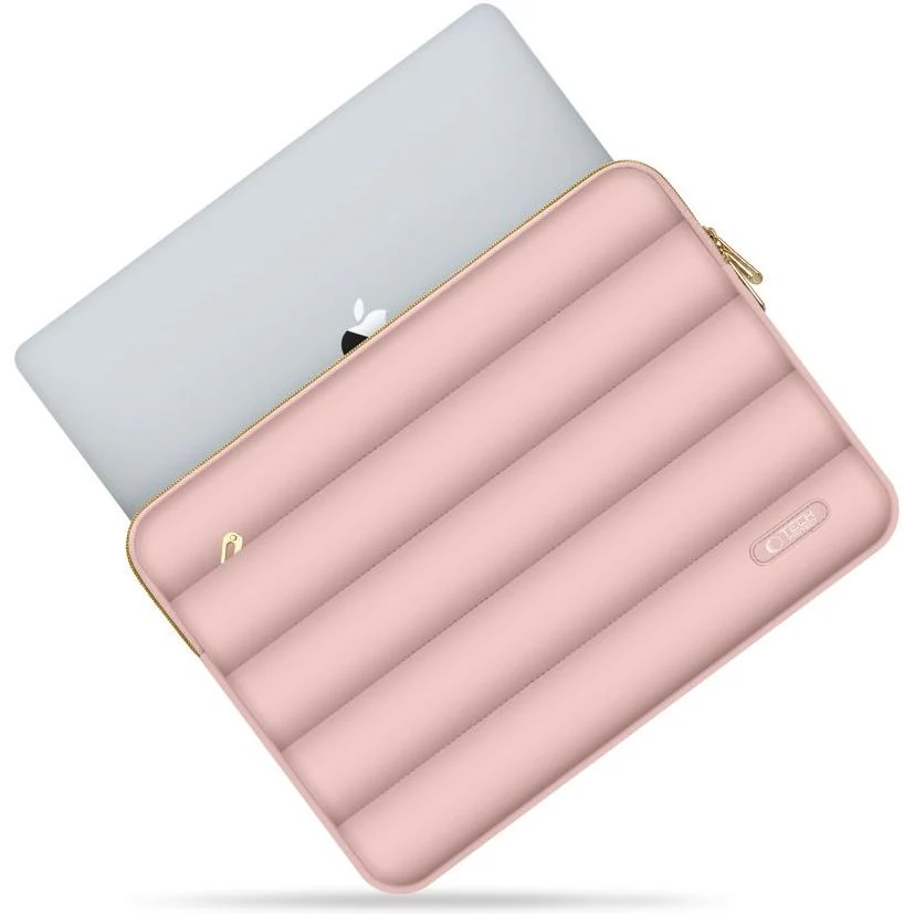 Schutzhülle für Laptop 13" - 14" + kleine Zubehörtasche, Tech-Protect Puffy, Rosa - Image 3