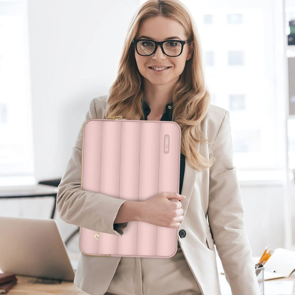 Schutzhülle für Laptop 13" - 14" + kleine Zubehörtasche, Tech-Protect Puffy, Rosa - Image 7