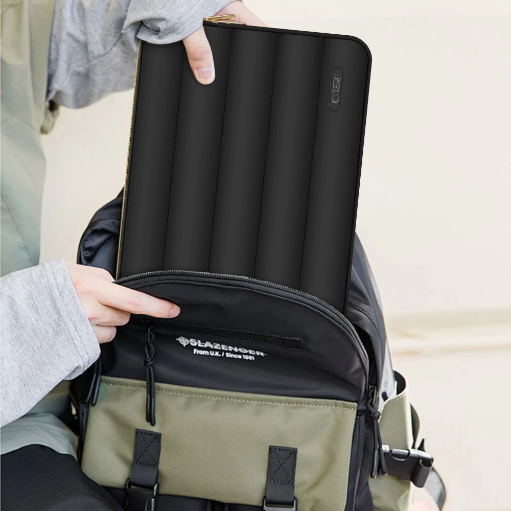 Schutzhülle für Laptop 13" - 14" + kleine Zubehörtasche, Tech-Protect Puffy, Schwarz - Image 6