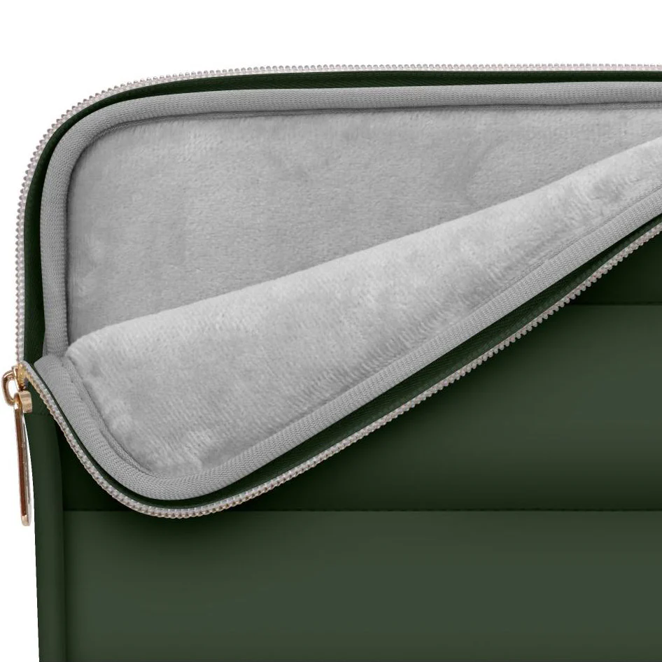 Schutzhülle für Laptop 15" - 16" + kleine Zubehörtasche, Tech-Protect Puffy, Dunkelgrün - Image 5