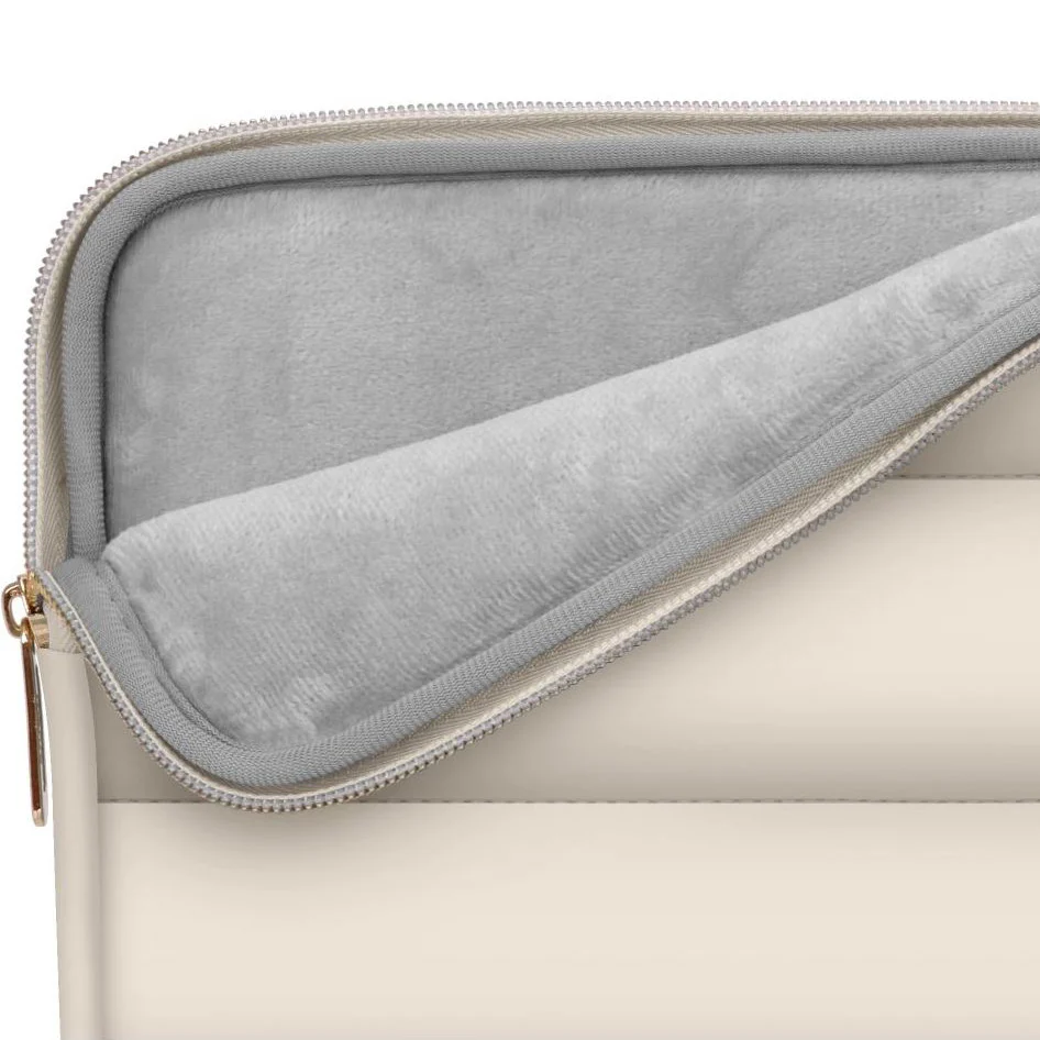 Schutzhülle für Laptop 15" - 16" + kleine Zubehörtasche, Tech-Protect Puffy, Hellbeige - Image 4