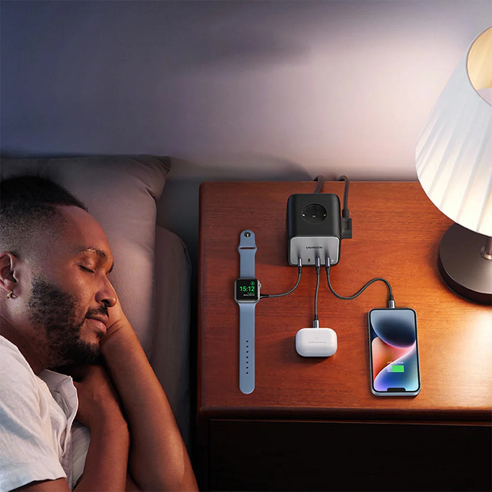 Steckdosenleiste/Verlängerungskabel USB 65W / AC 3680W, 2x USB-A, 2x USB Typ C, 3x Schuko (F), Ugreen CD268, Schwarz - Image 3