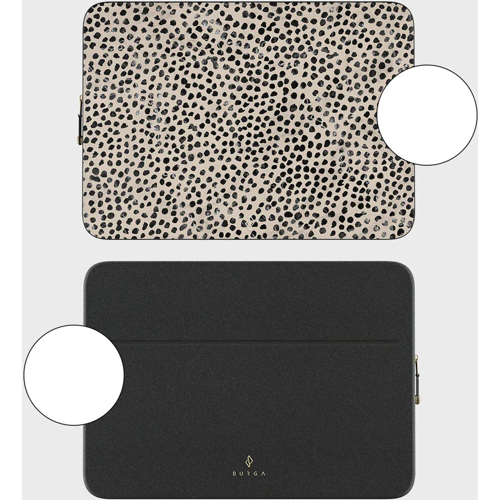 Universal Laptoptasche bis zu 14“ Burga Almond Latte, Beige mit schwarzen Punkten - Image 3